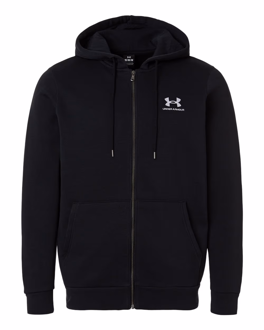 Custom Under Armour Men's Icon Fleece Hooded Full-Zip - Black/ White flat front