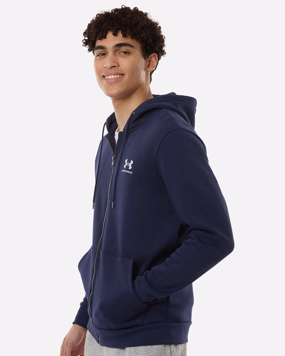 Custom Under Armour Men's Icon Fleece Hooded Full-Zip - Midnight Navy/ White side