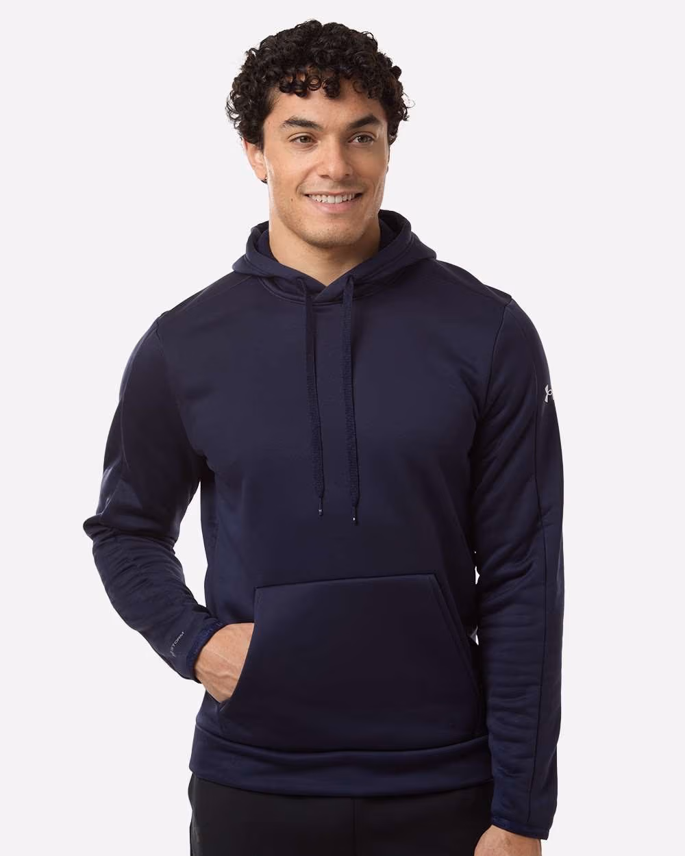 Custom Under Armour Men's Armour Fleece Pro Hooded Sweatshirt - Midnight Navy/ White front