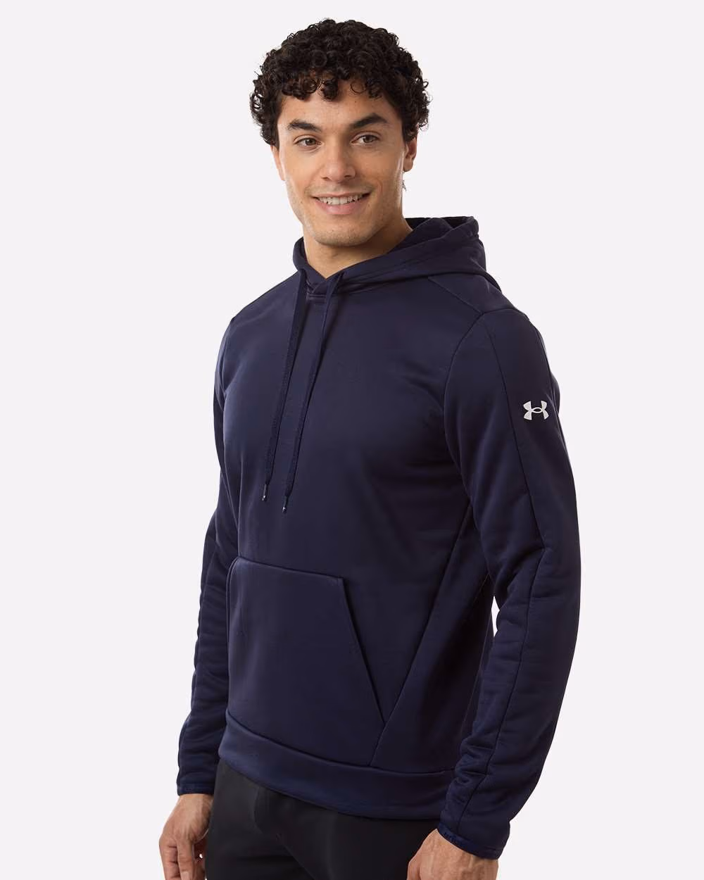 Custom Under Armour Men's Armour Fleece Pro Hooded Sweatshirt - Midnight Navy/ White side