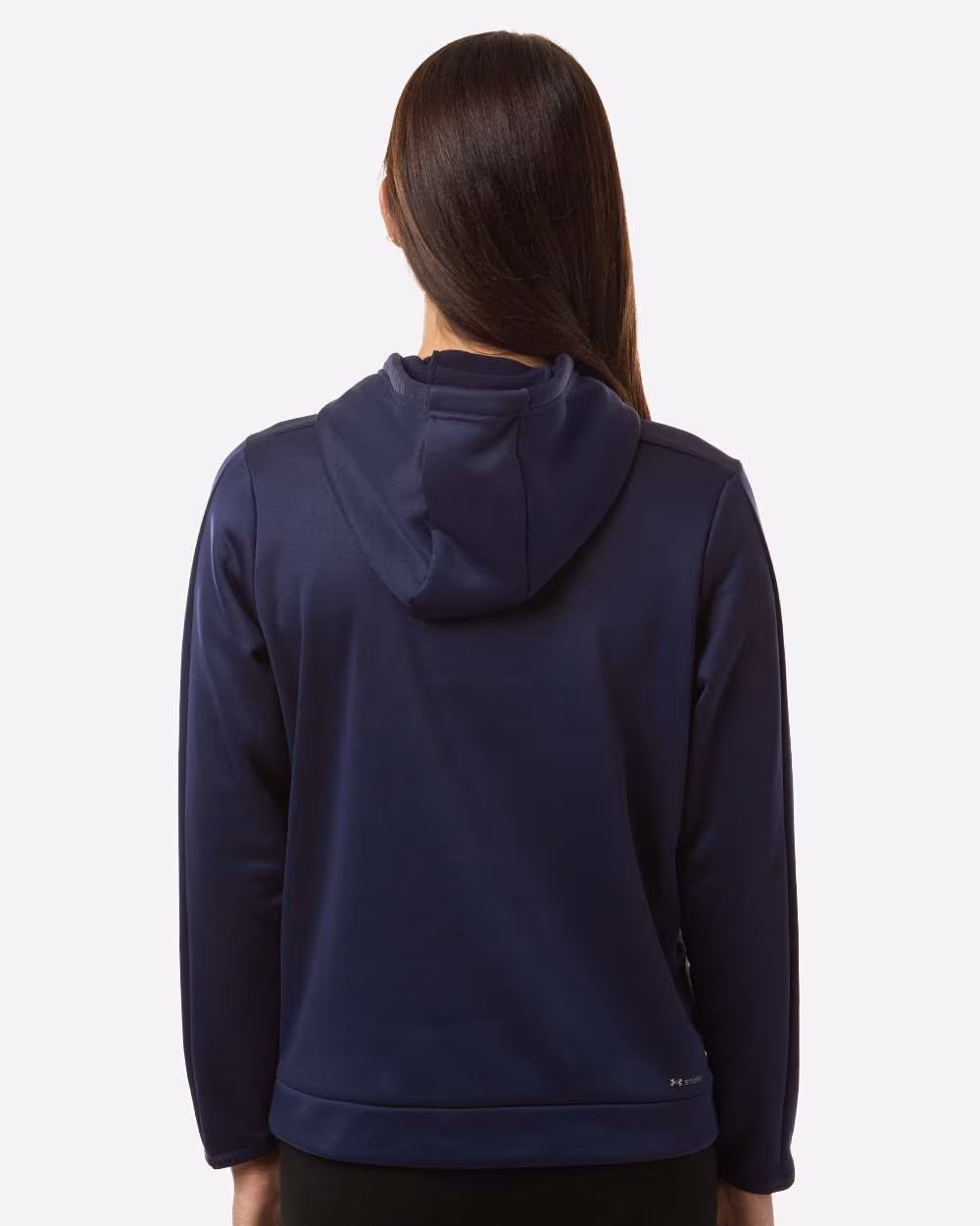 Custom Under Armour Women's Armour Fleece Pro Hooded Sweatshirt - Midnight Navy/ White back