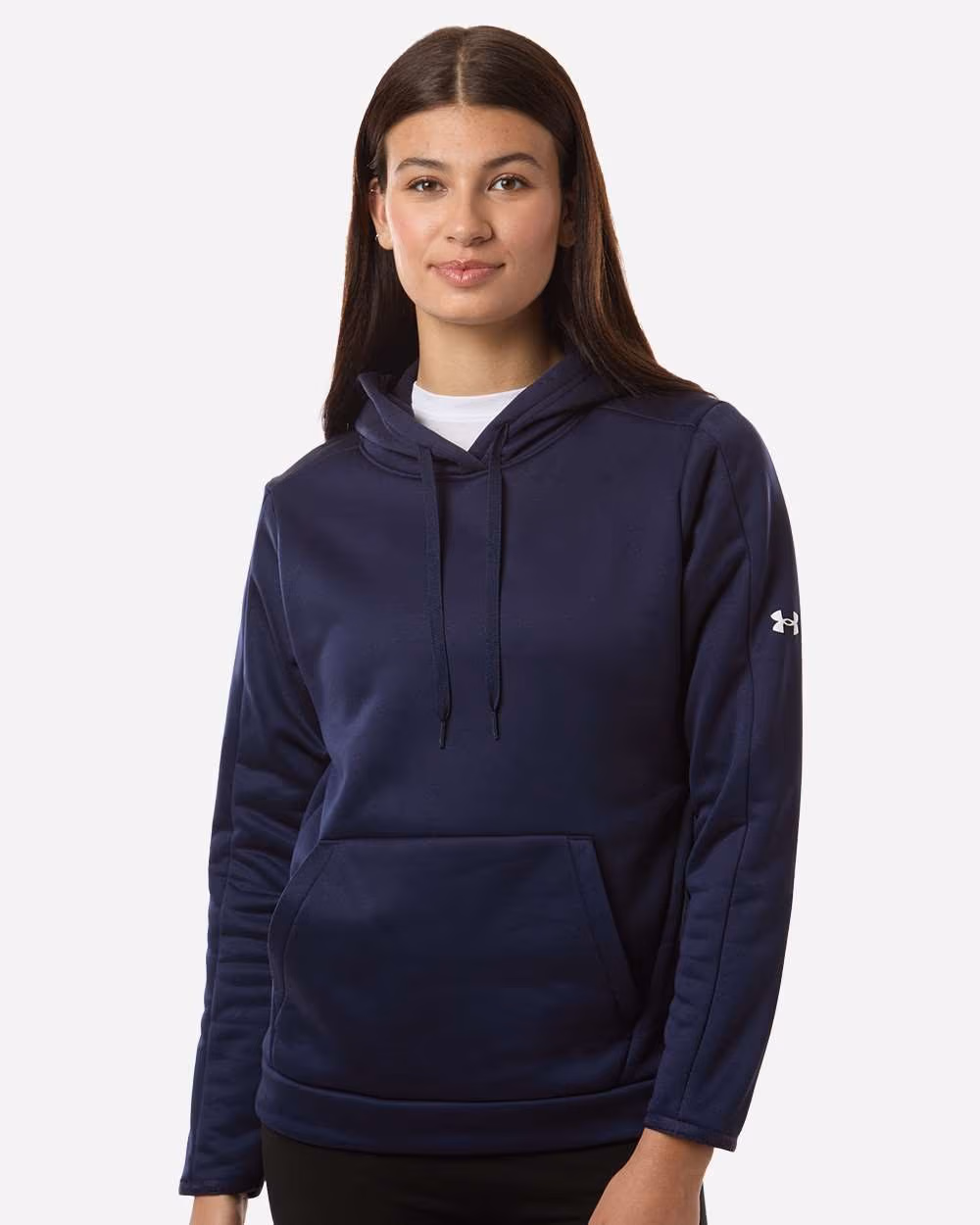 Custom Under Armour Women's Armour Fleece Pro Hooded Sweatshirt - Midnight Navy/ White front