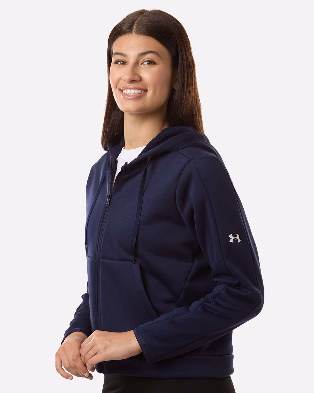 Custom Under Armour Women's Armour Fleece Pro Hooded Full-Zip - Midnight Navy/ White side