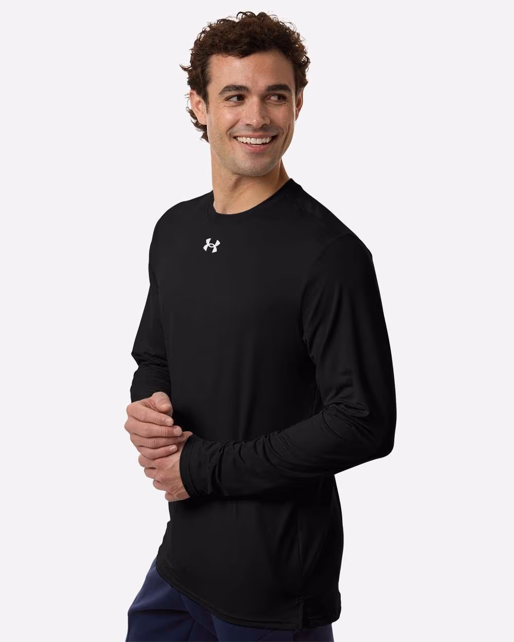 Custom Under Armour Men's Team Vanish Long Sleeve T-Shirt - Black/ White side
