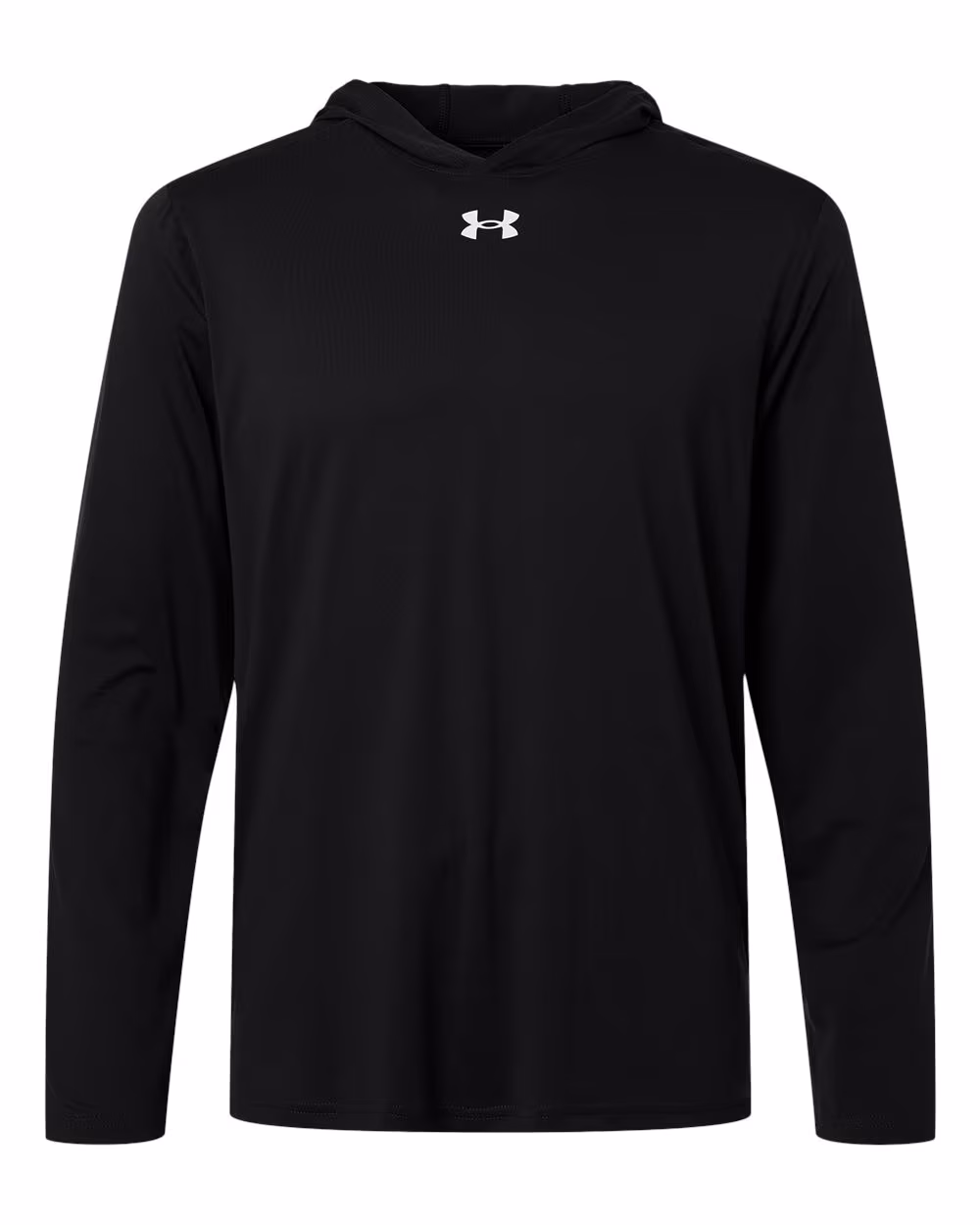 Custom Under Armour Men's Team Vanish Hooded Long Sleeve T-Shirt - Black/ White flat front