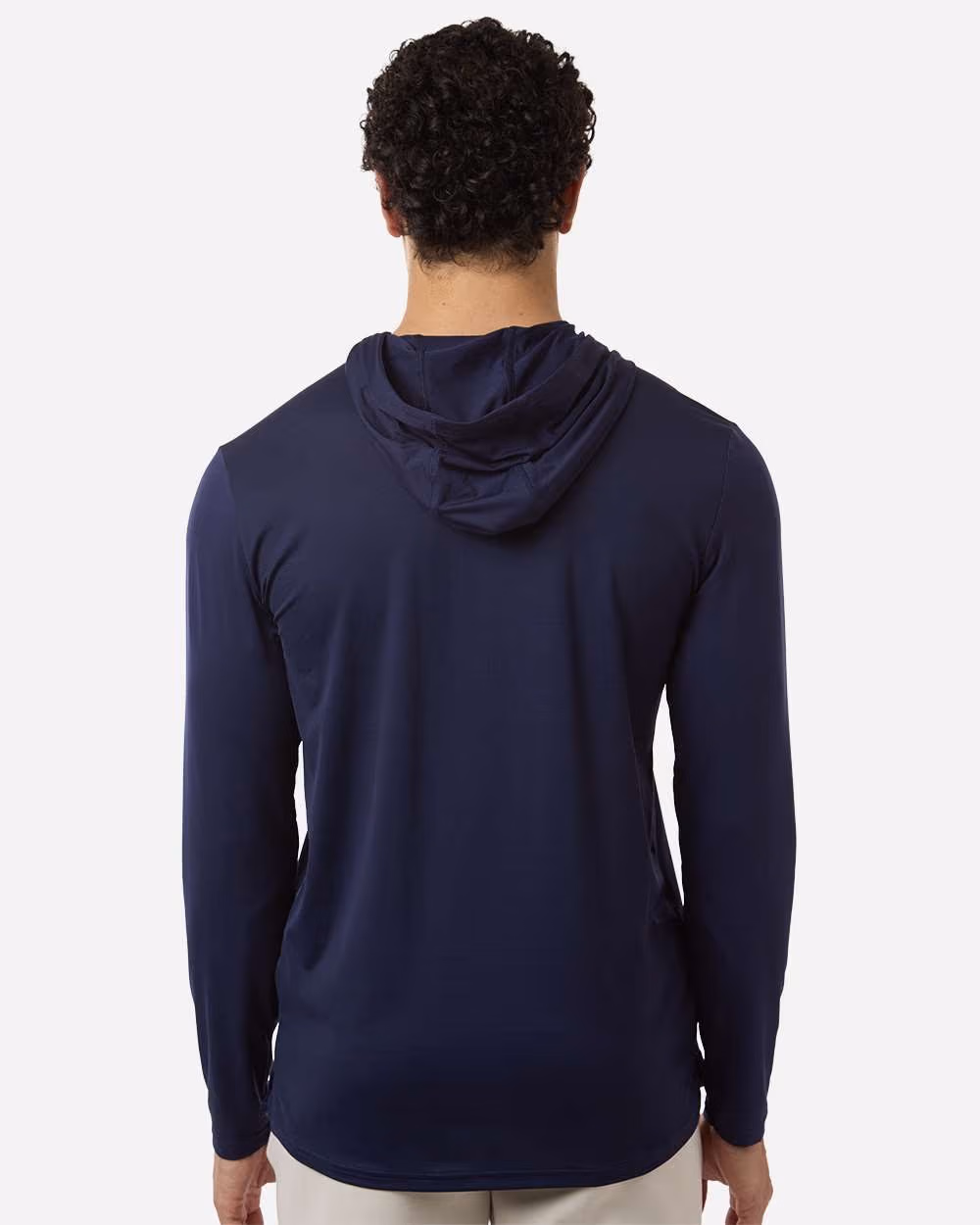 Custom Under Armour Men's Team Vanish Hooded Long Sleeve T-Shirt - Midnight Navy/ White back