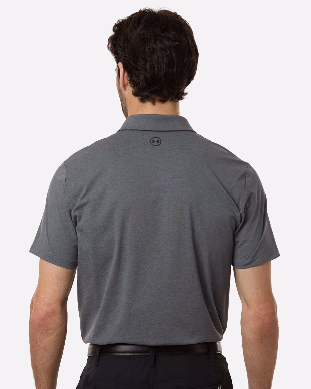 Custom Under Armour Men's Drive Bonded Polo - Castlerock/ Titan Grey/ Black back