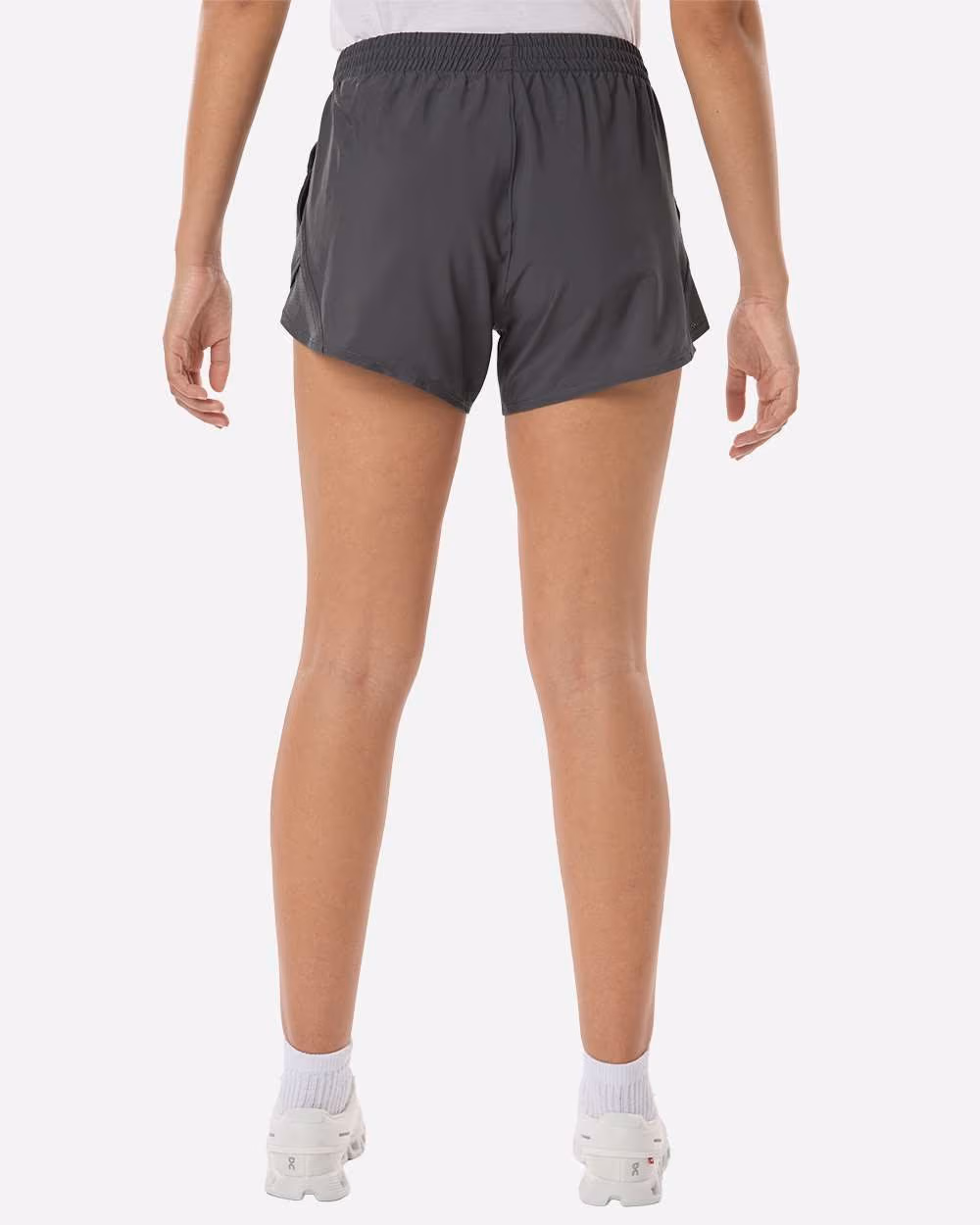 Custom Under Armour Women's Fly-By Unlined 3" Short - Castlerock/ Castlerock/ White back