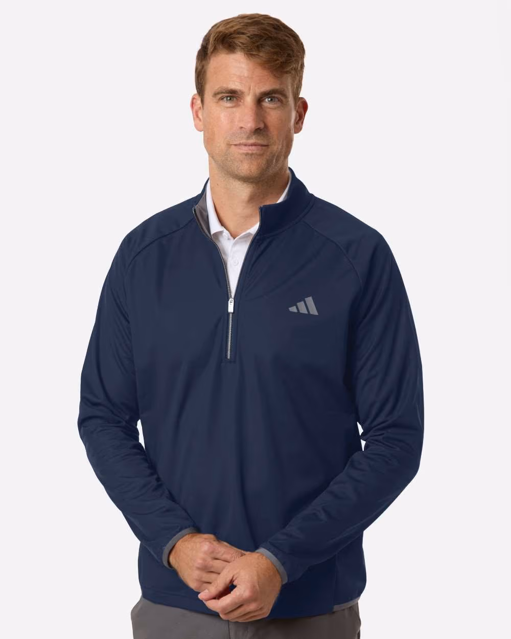 Custom Adidas Men's Ultimate365 Wind Quarter-Zip Pullover - Collegiate Navy front