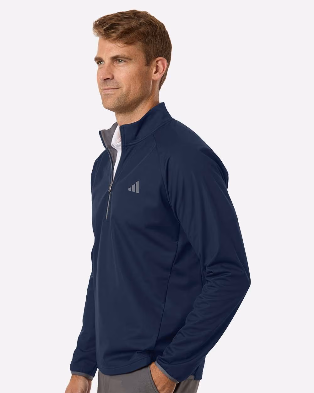 Custom Adidas Men's Ultimate365 Wind Quarter-Zip Pullover - Collegiate Navy side