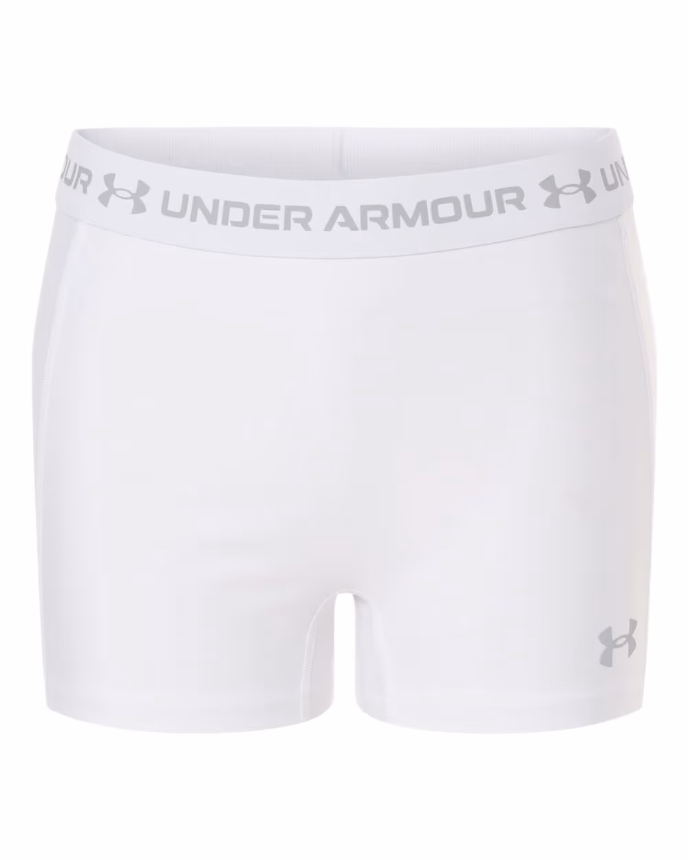 Custom Under Armour Women's HeatGear 3" Shorty - White/ Halo Grey front