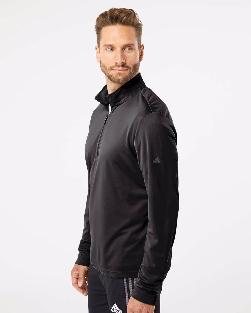 Custom Adidas Men's Ultimate365 Lightweight Quarter-Zip Pullover - Black side
