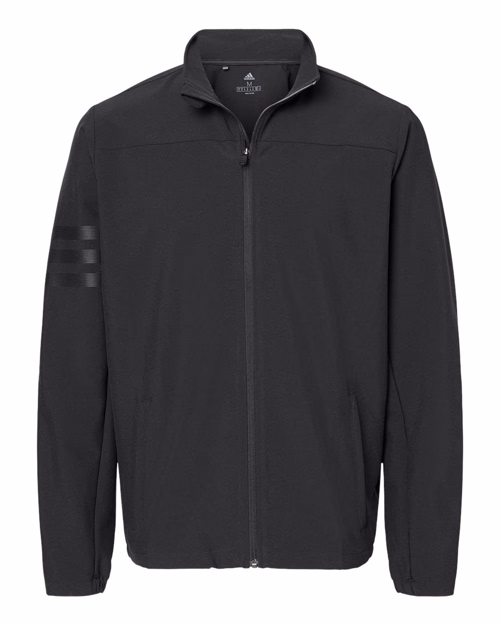 Custom Adidas Men's Wind Resistant Full-Zip Jacket - Black/ Black flat front