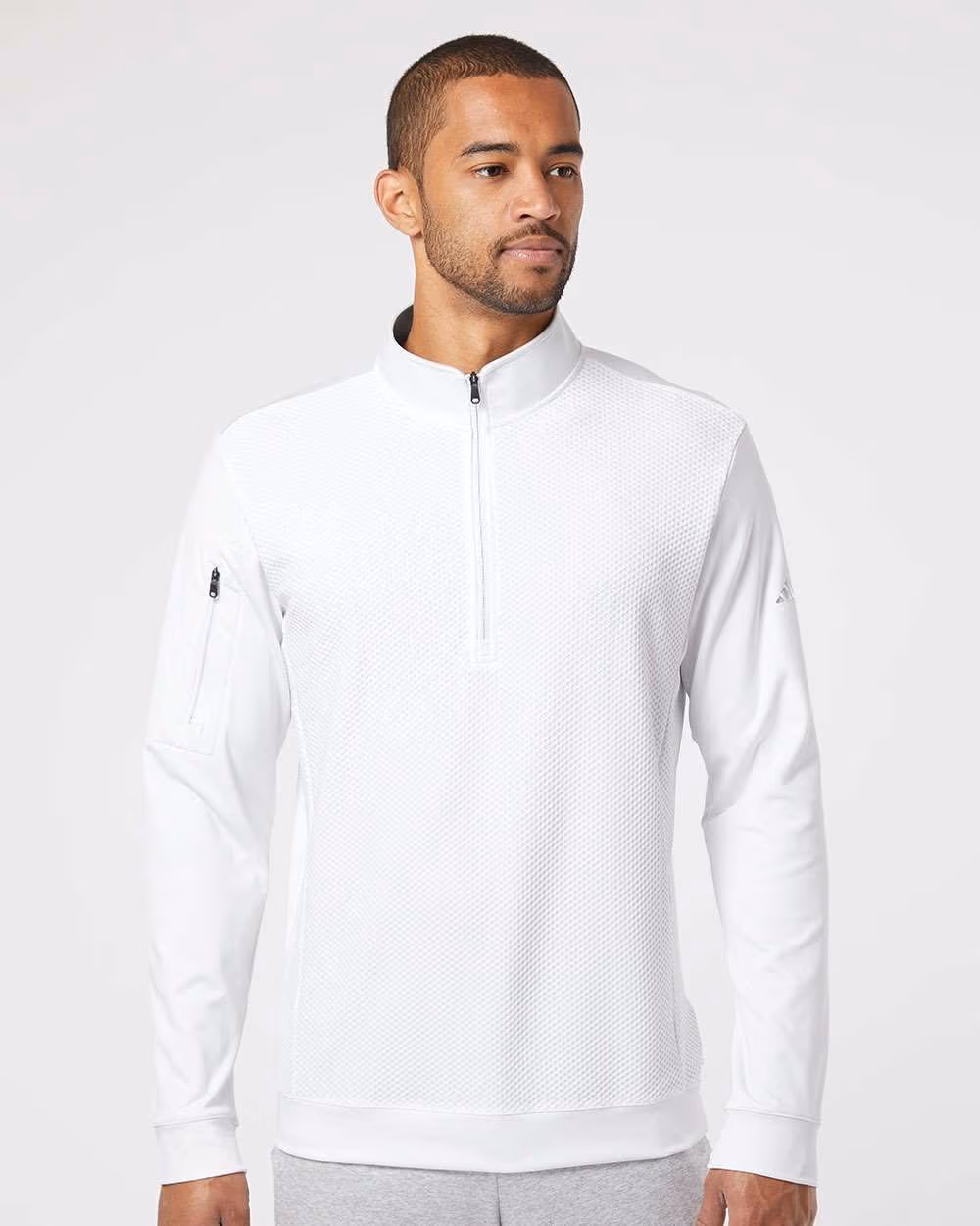Custom Adidas Men's Textured Quarter-Zip Pullover