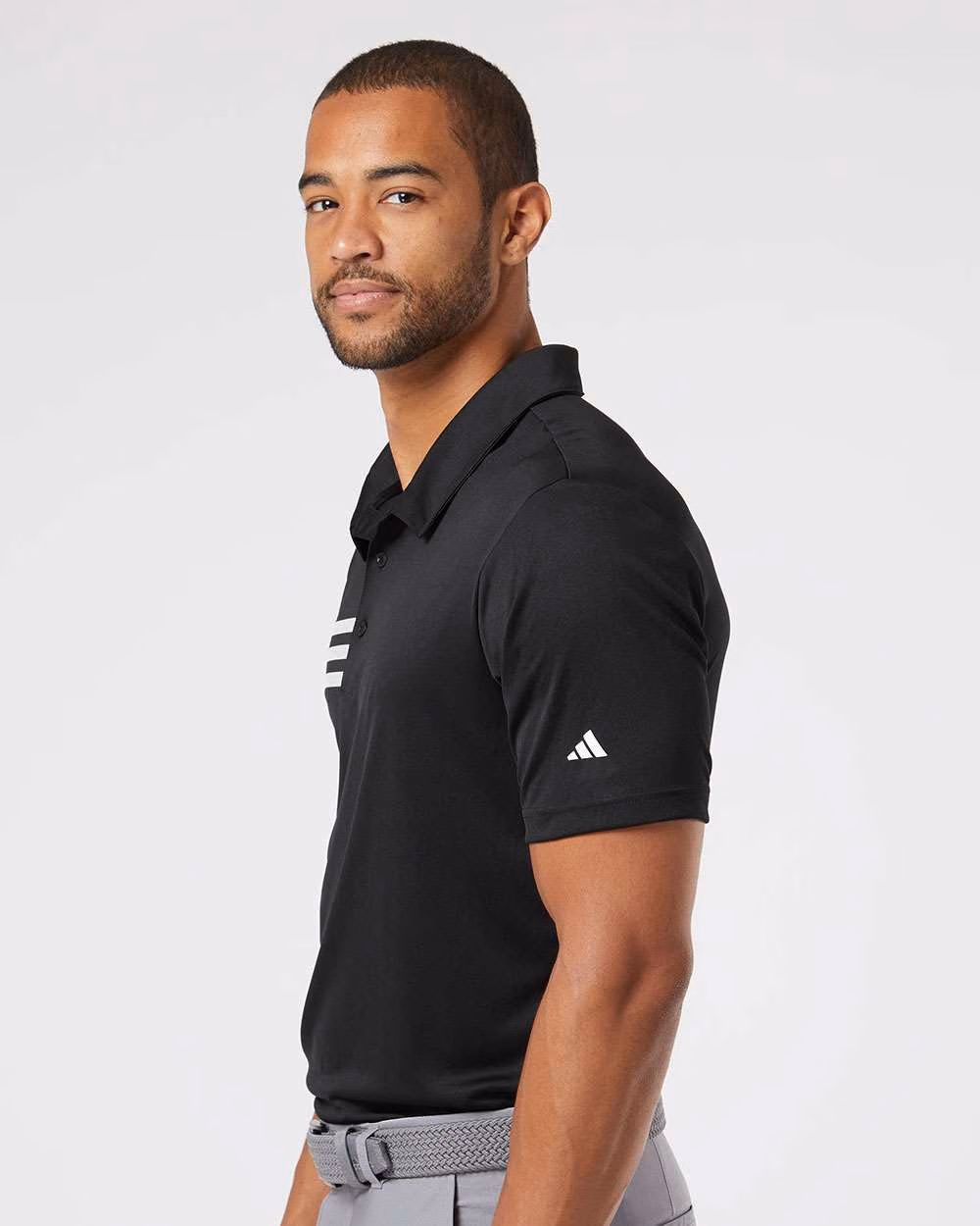 Custom Adidas Men's 3-Stripes Chest Polo - Black/ White side