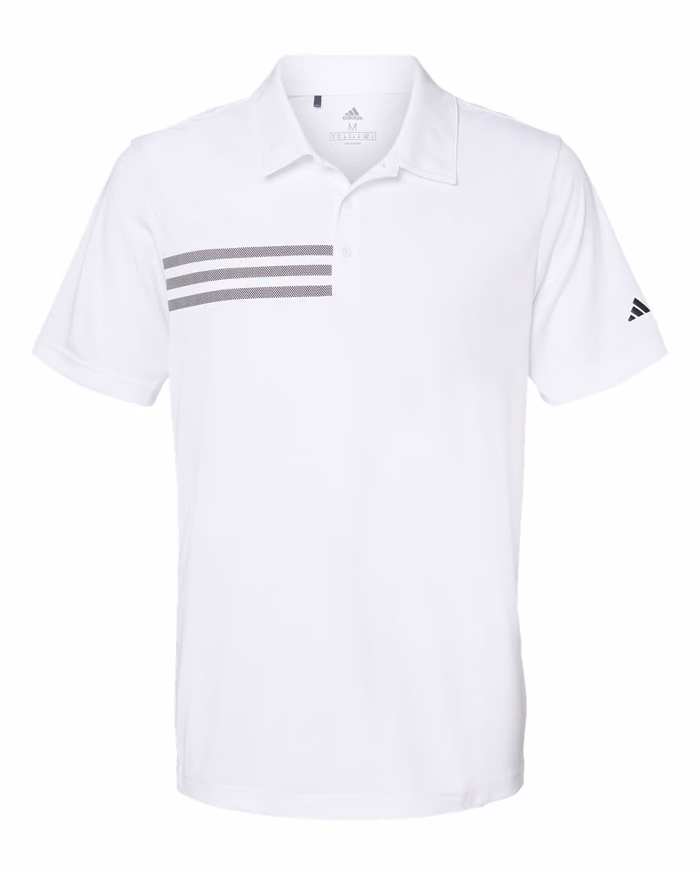 Custom Adidas Men's 3-Stripes Chest Polo - White/ Black flat front