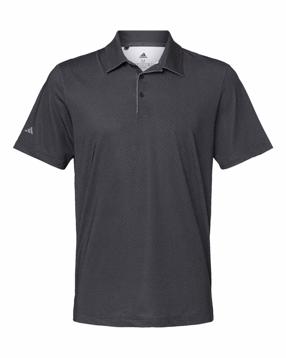 Custom Adidas Men's Ultimate365 Diamond Dot Print Polo - Black/ White/ Grey Three flat front