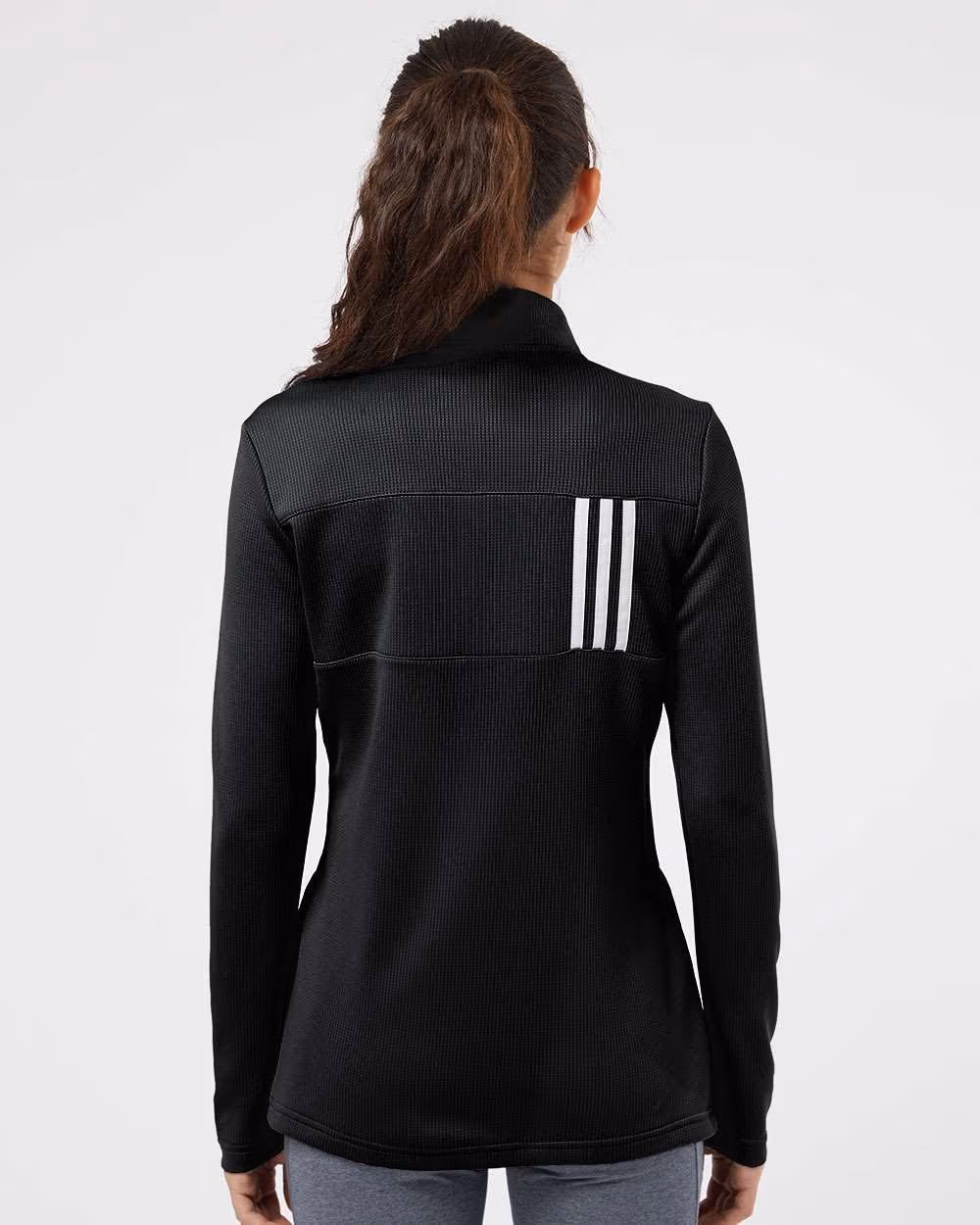 Custom Adidas Women's 3-Stripes Double Knit Full-Zip Jacket - Black/ Grey Two back