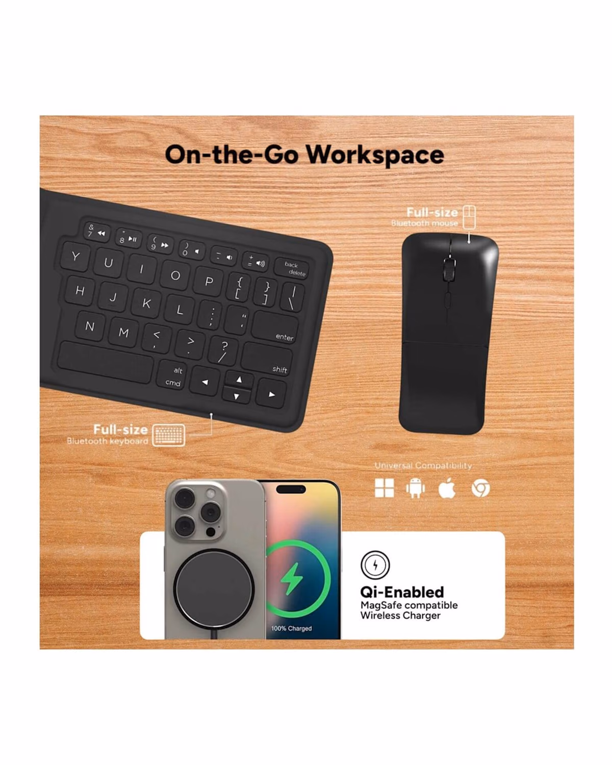 Custom ZAGG Desktop Essential Travel Kit, Black, open kit product photo
