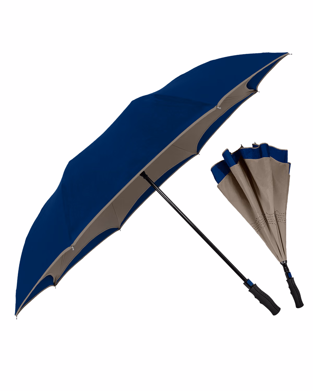 Custom Inversa Inverted Umbrella — Gray Under Navy Blue
