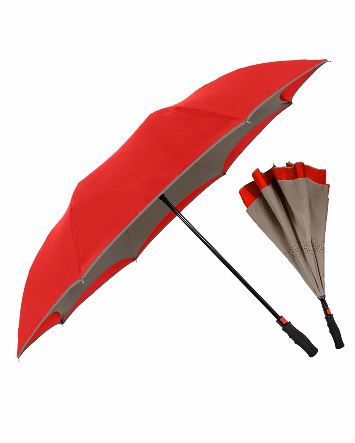 Custom Inversa Inverted Umbrella — Gray Under Red