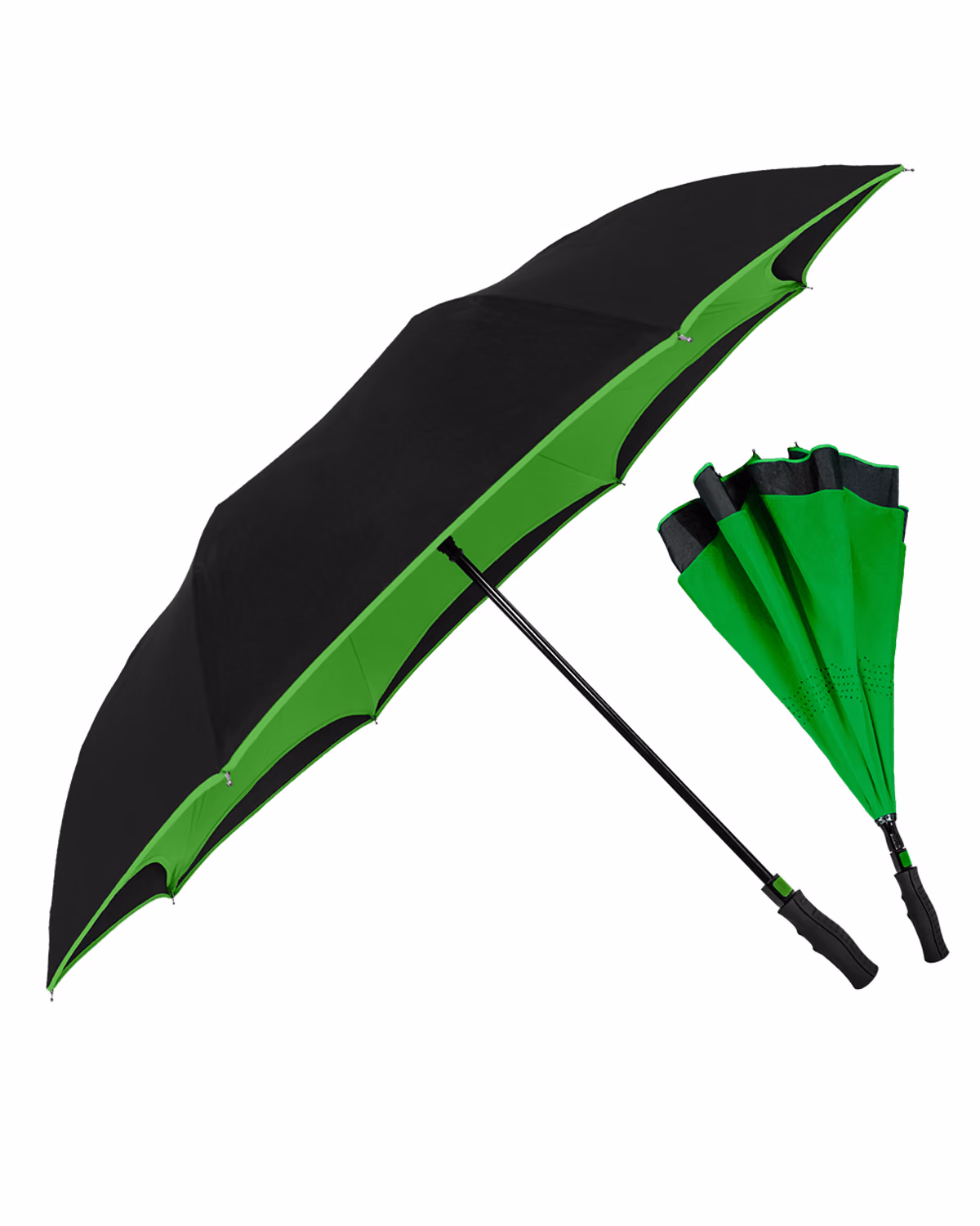 Custom Inversa Inverted Umbrella — Lime Green Under Black
