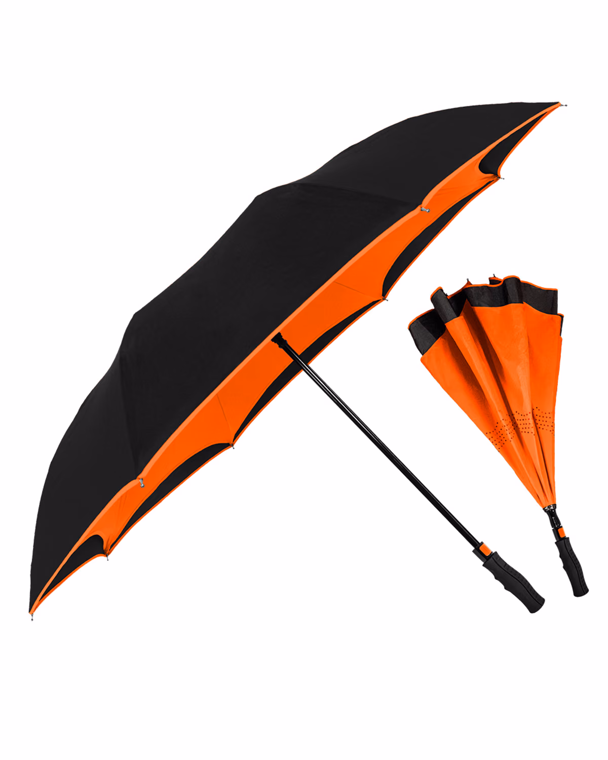 Custom Inversa Inverted Umbrella — Orange Under Black