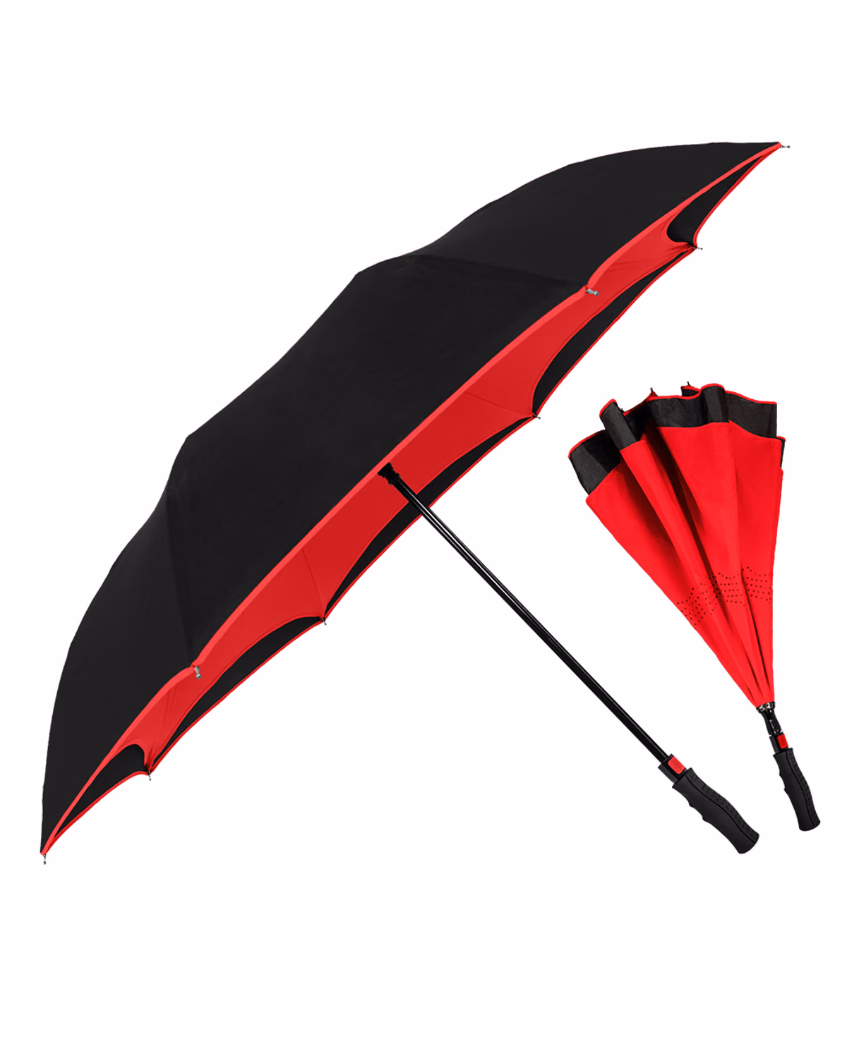 Custom Inversa Inverted Umbrella — Red Under Black