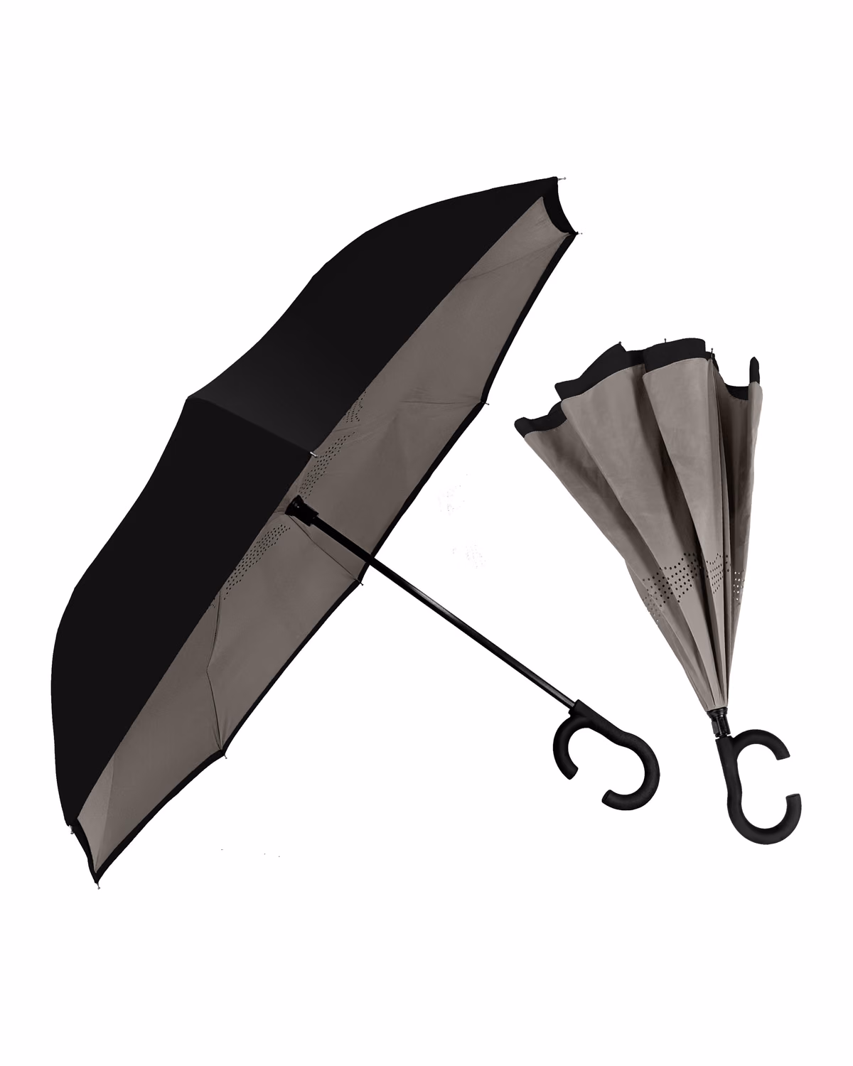 Custom ViceVersa Inverted Full-Length Umbrella — Black Over Gray