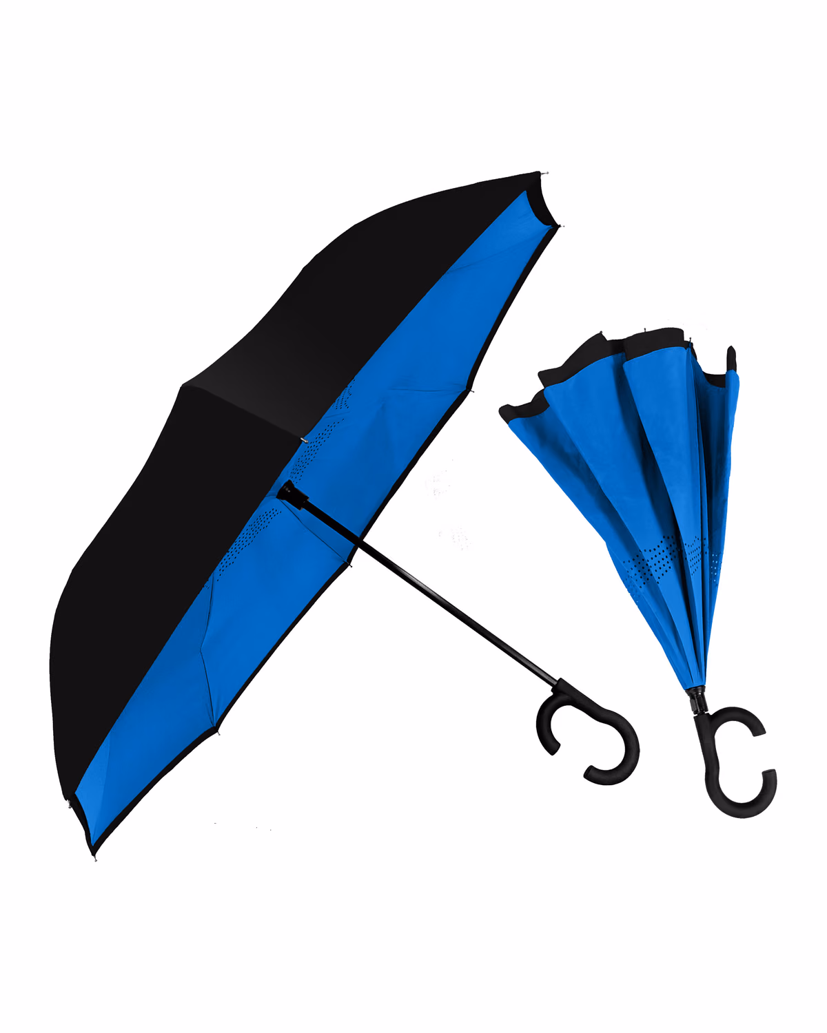Custom ViceVersa Inverted Full-Length Umbrella — Black Over Royal Blue