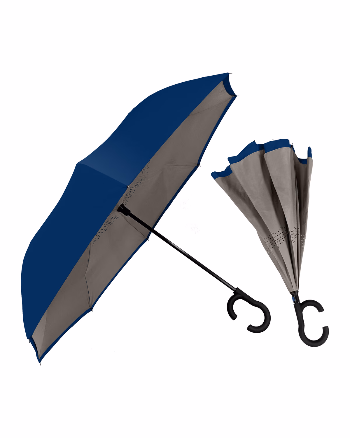 Custom ViceVersa Inverted Full-Length Umbrella — Navy Over Gray