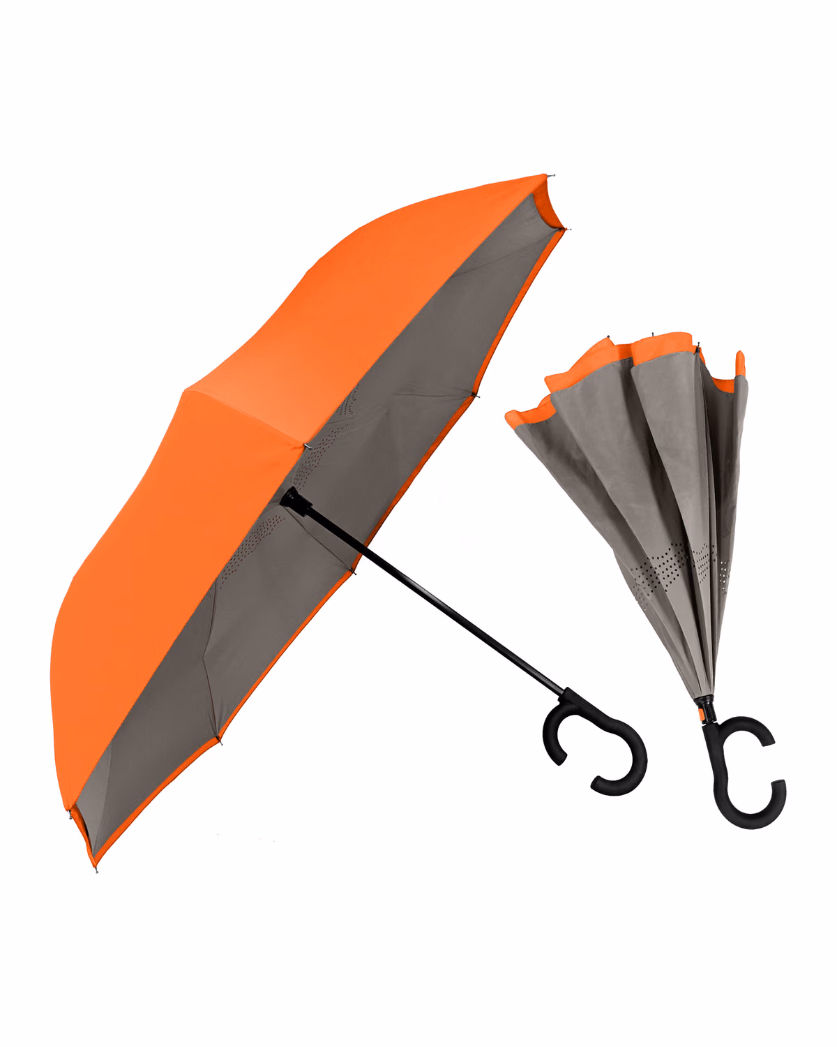 Custom ViceVersa Inverted Full-Length Umbrella — Orange Over Gray
