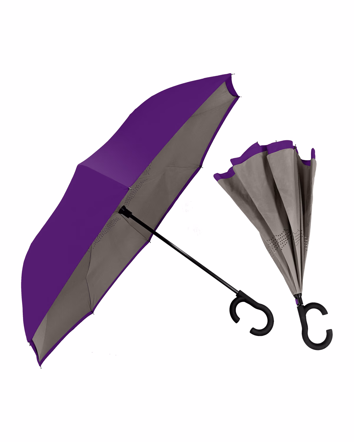Custom ViceVersa Inverted Full-Length Umbrella — Purple Over Gray