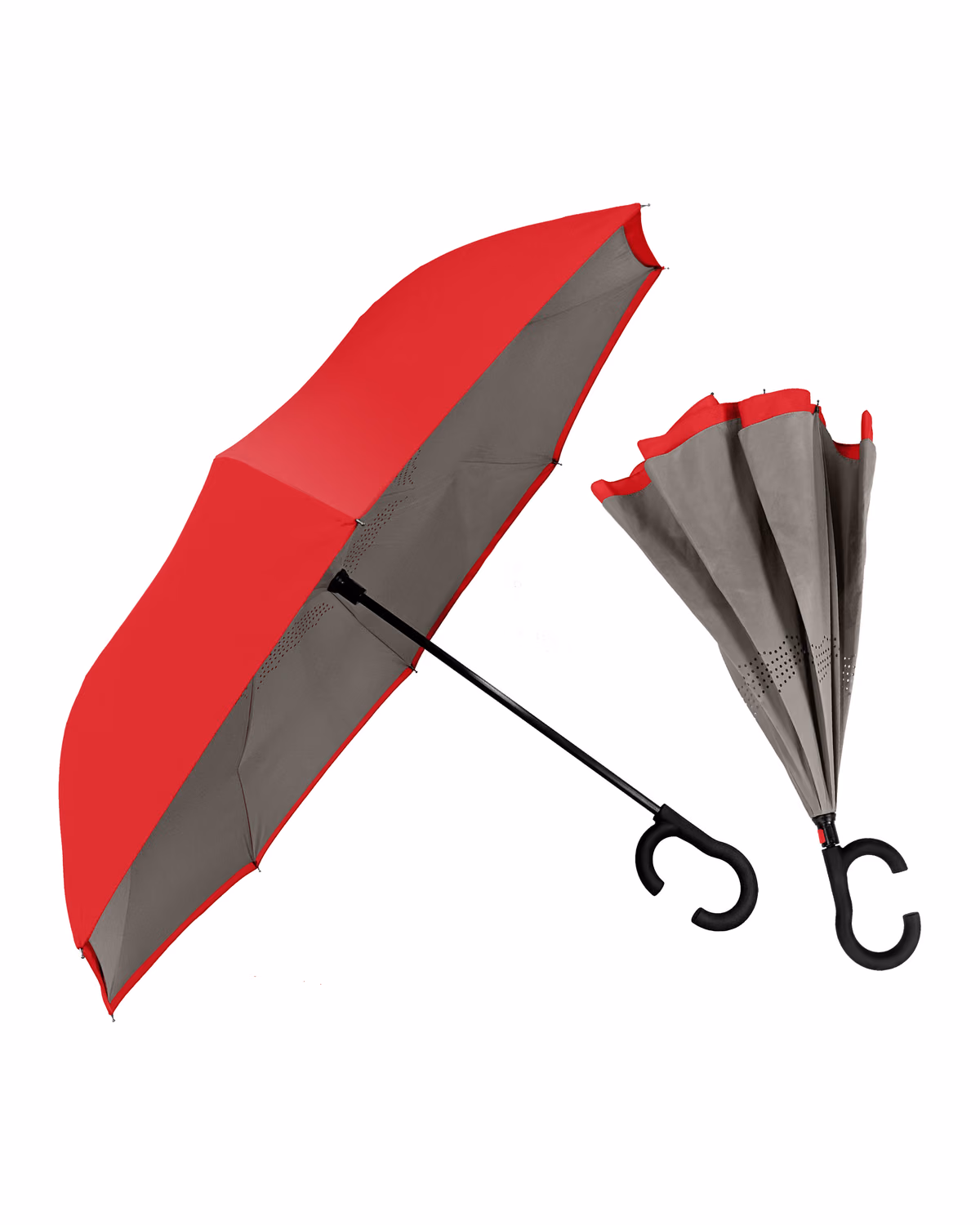 Custom ViceVersa Inverted Full-Length Umbrella — Red Over Gray