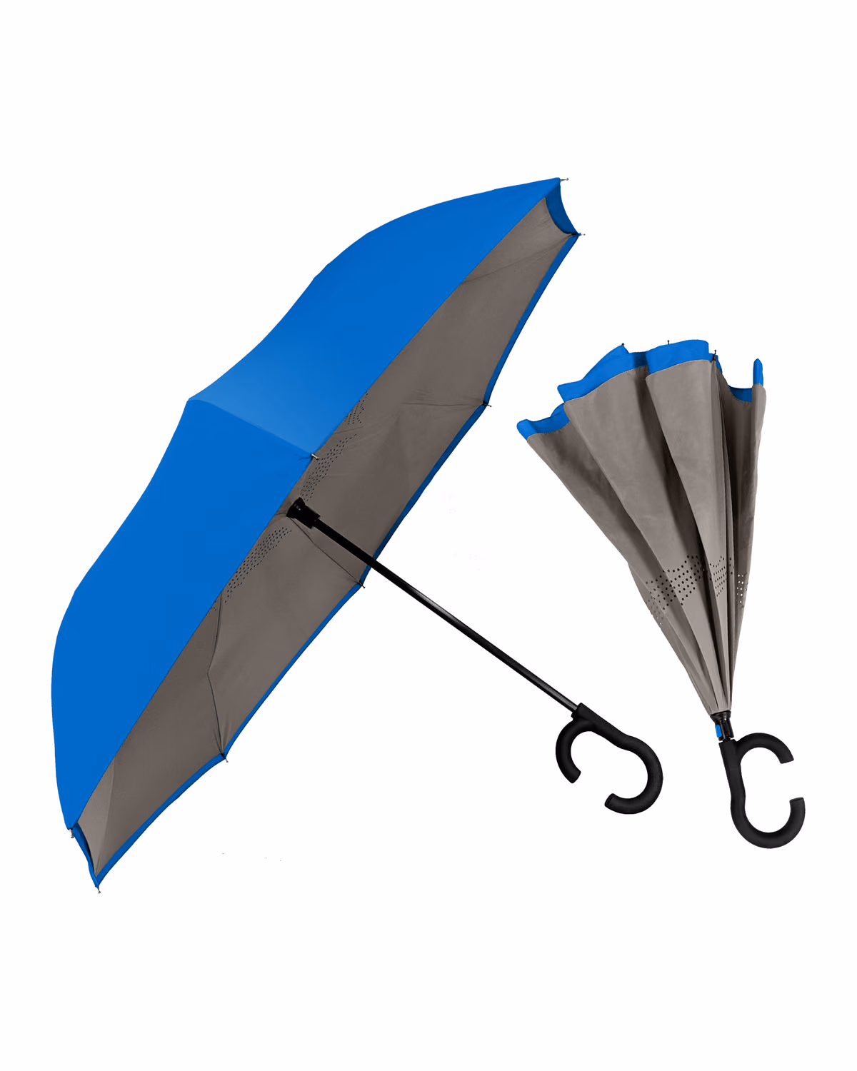 Custom ViceVersa Inverted Full-Length Umbrella — Royal Over Gray