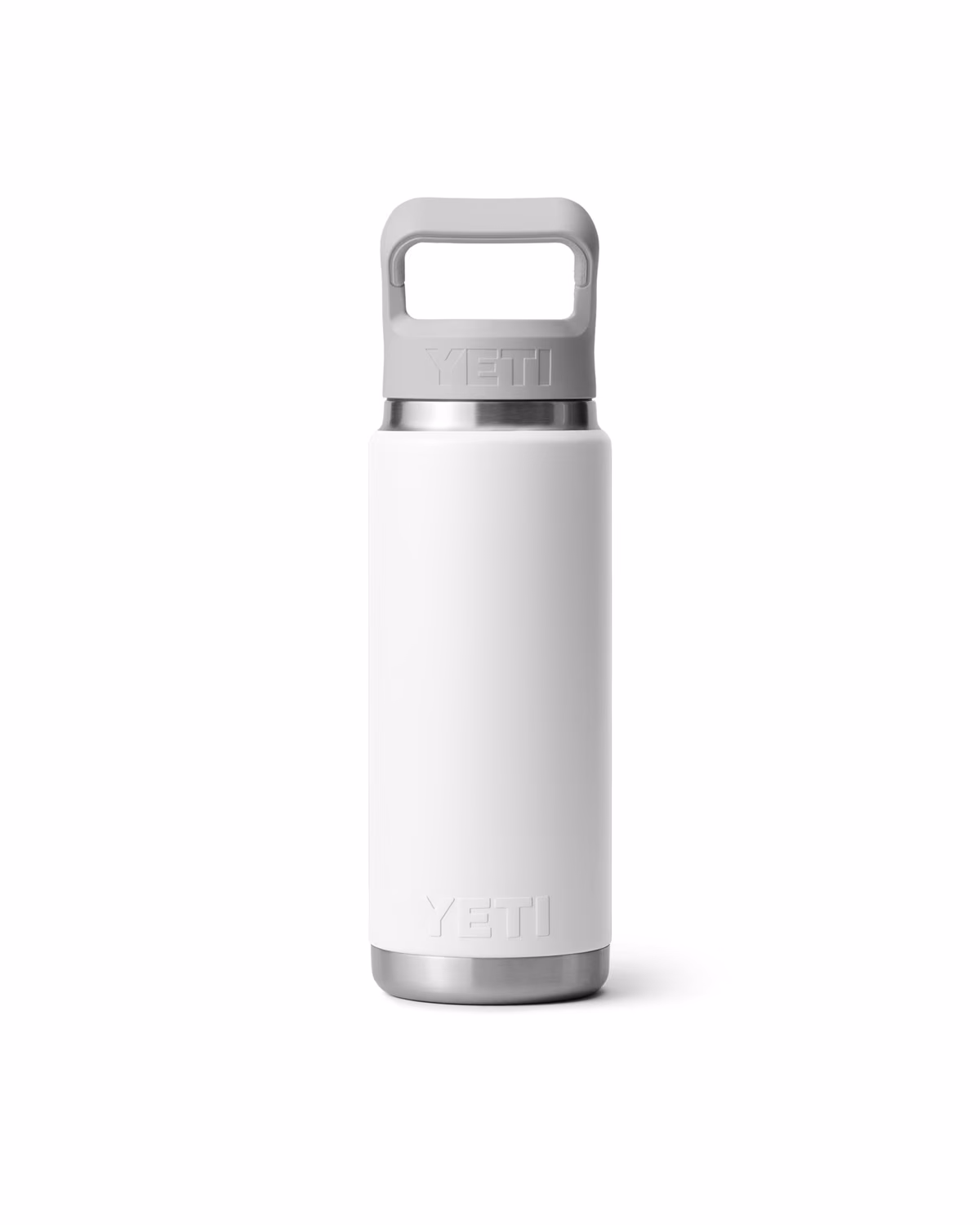 Custom Yeti Rambler 26oz Water Bottle, Laser Engraved, White, back view